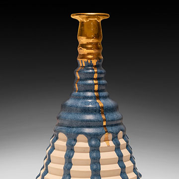 Shane Lutzk, Blue Dripped Vessel, 2019, Stoneware, 12 x 7 x 7"