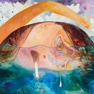 Dana Schutz, Swimming, Smoking, Crying, 2009