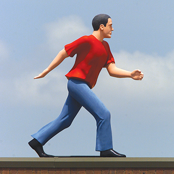 Jonathan Borofsky, Walking Man (On the Edge), 1995, Fiberglass and steel