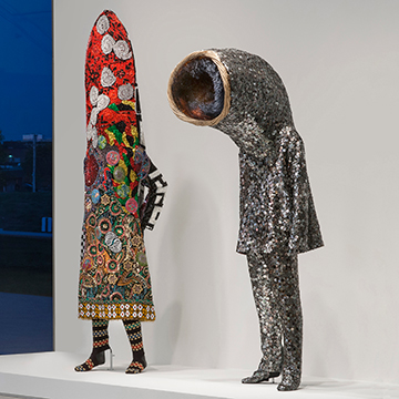 Nick Cave (Left), Soundsuit, 2005, Mixed media, (Right) Nick Cave, Soundsuit, 2011, Mixed media