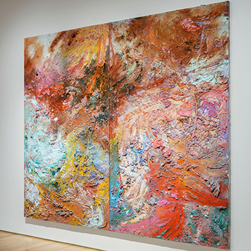 works by Gabriel Mills hang on the gallery wall at the Nerman