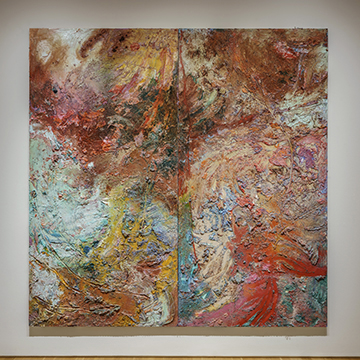 textured, abstract painting by Gabriel Mills on display at JCCC's Nerman Museum